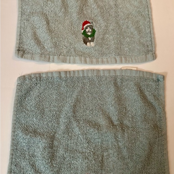 Set of 2 Holiday Kitten Dish Towels - Blue Cotton, Cute Christmas Kitchen Decor - Picture 15 of 16